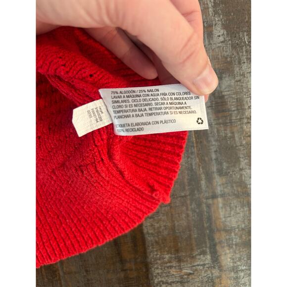 Puff Sleeve Sweater Womens Size M Pointelle Knit Grandma Core Romance Crochet - Picture 6 of 7